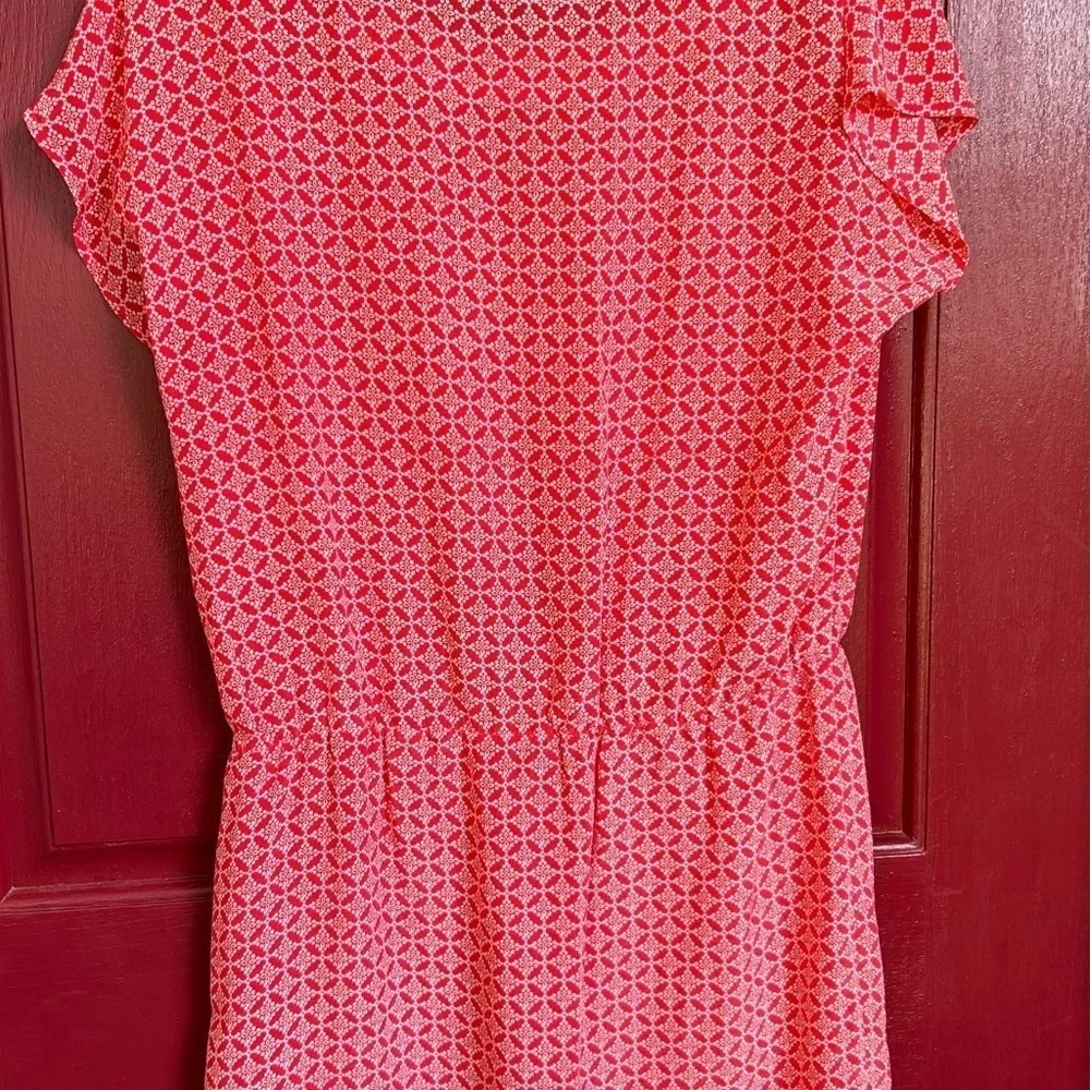 NEW JOIE Geometric Boho Print 100% Silk Dolman Sleeve Blouson Beachwood Dress M